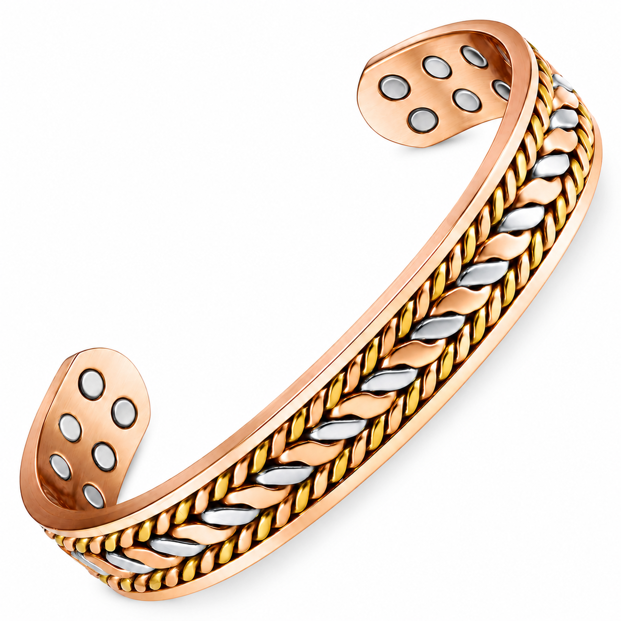 WOLLET 99.95% Pure Copper Magnetic Bracelet for Men – Premium Adjustable Link Bracelet with Dual Neodymium Magnets
