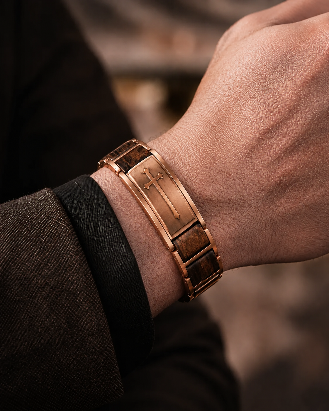 Wollet Rose Gold Magnetic Cross Bracelet