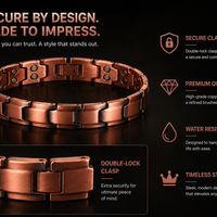 Wollet Men’s 99.95% Pure Copper Magnetic Bracelet