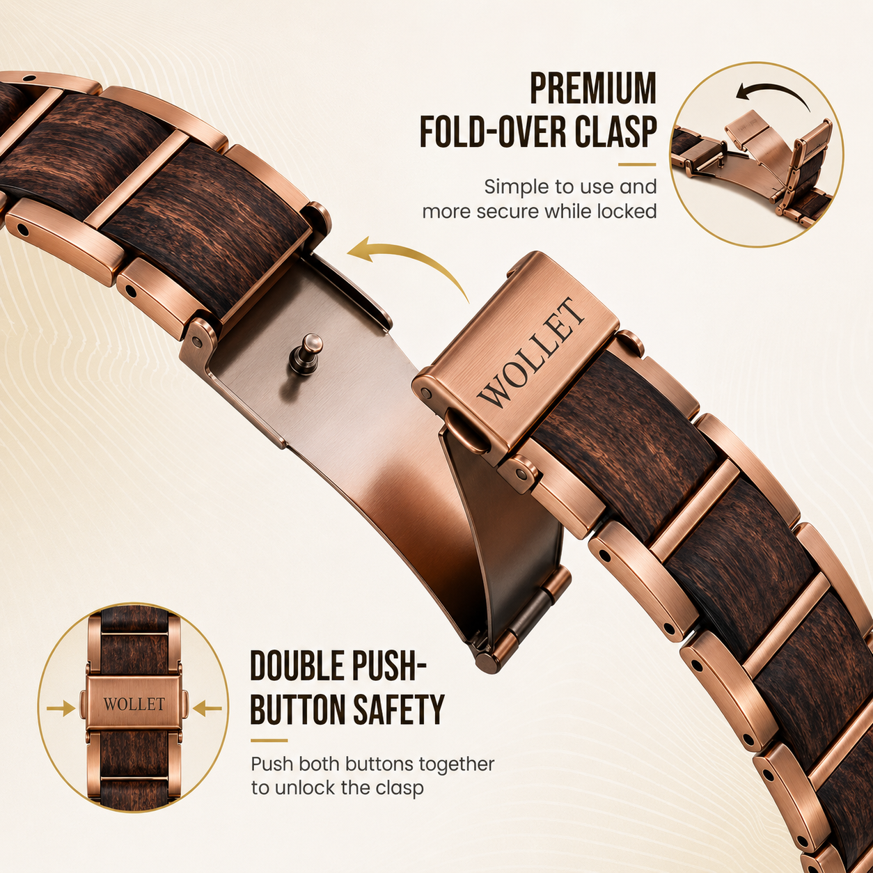 Wollet Rose Gold Magnetic Cross Bracelet