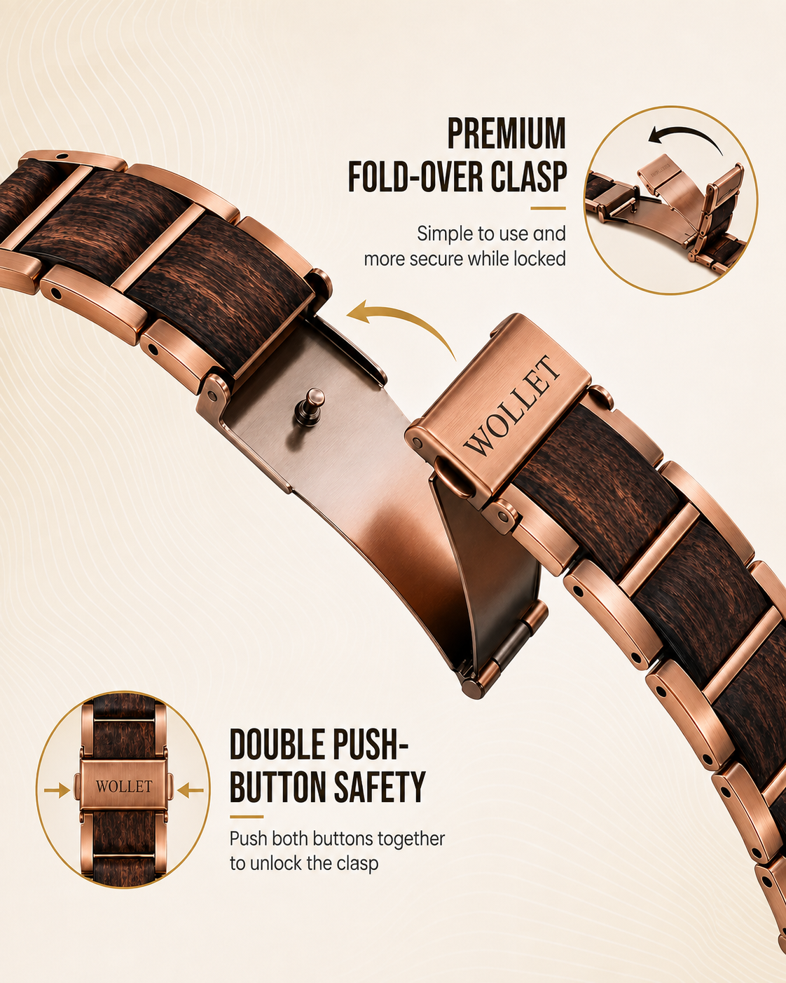 Wollet Rose Gold Magnetic Cross Bracelet
