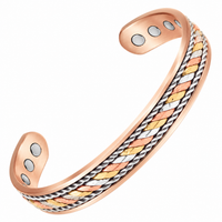 WOLLET Vintage Copper Magnetic Bracelet for Men – Handmade Style Adjustable Cuff Bracelet with Premium Craftsmanship