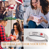 Wollet Expandable Medical Alert ID Bracelets for Women, Diabetic Type 2, 7inches