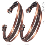 WOLLET Vintage Magnetic Copper Jewelry Bracelet Set of 2