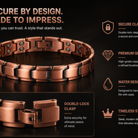 Wollet Men’s 99.95% Pure Copper Magnetic Bracelet