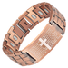 Wollet Cross Copper Magnetic Bracelet for Men – 99.9% Pure Copper, 48 Neodymium Bar Magnets, Faith Scripture Engraving