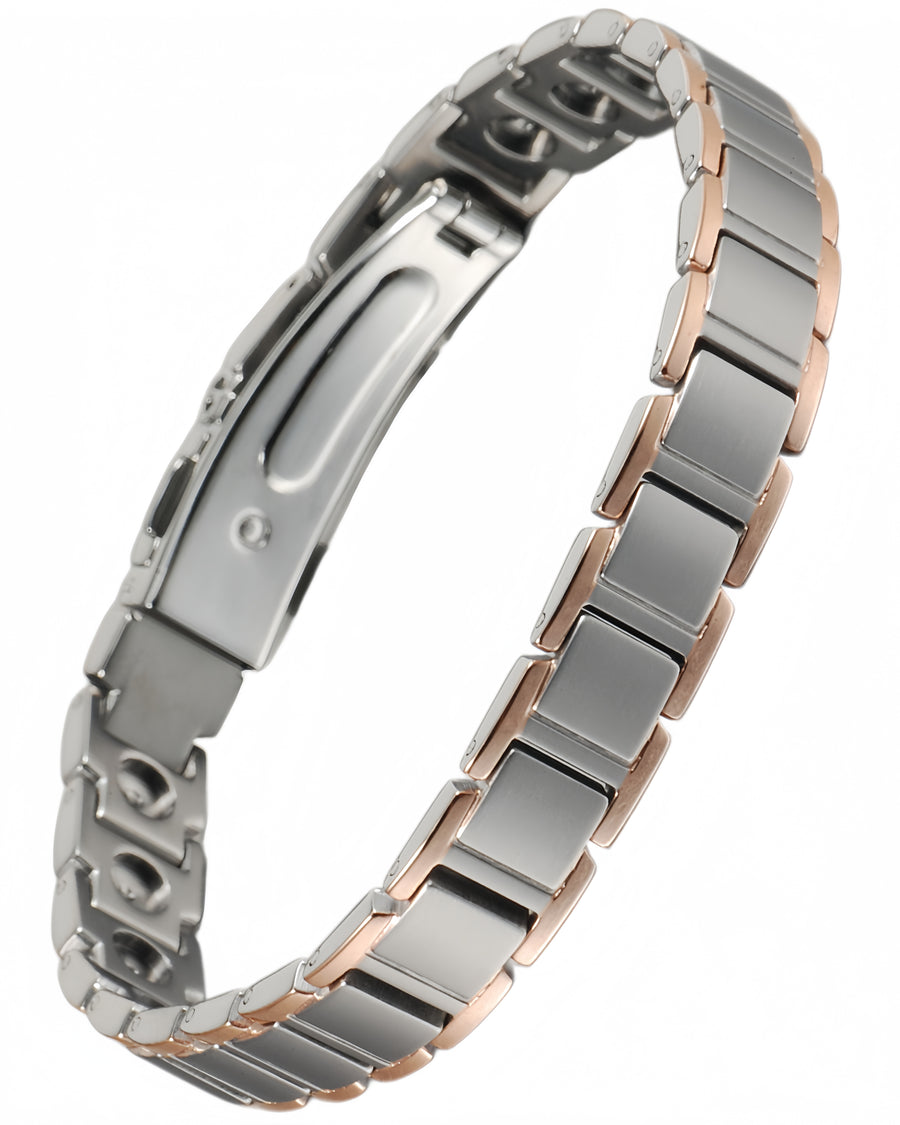 Ultra Strength Silver Titanium Magnetic Bracelet (Triple Row)