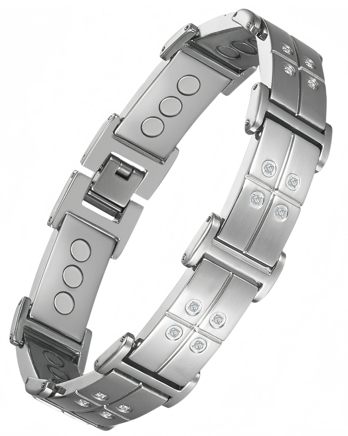Ultra Strength Silver Titanium Magnetic Bracelet (Triple Row)1