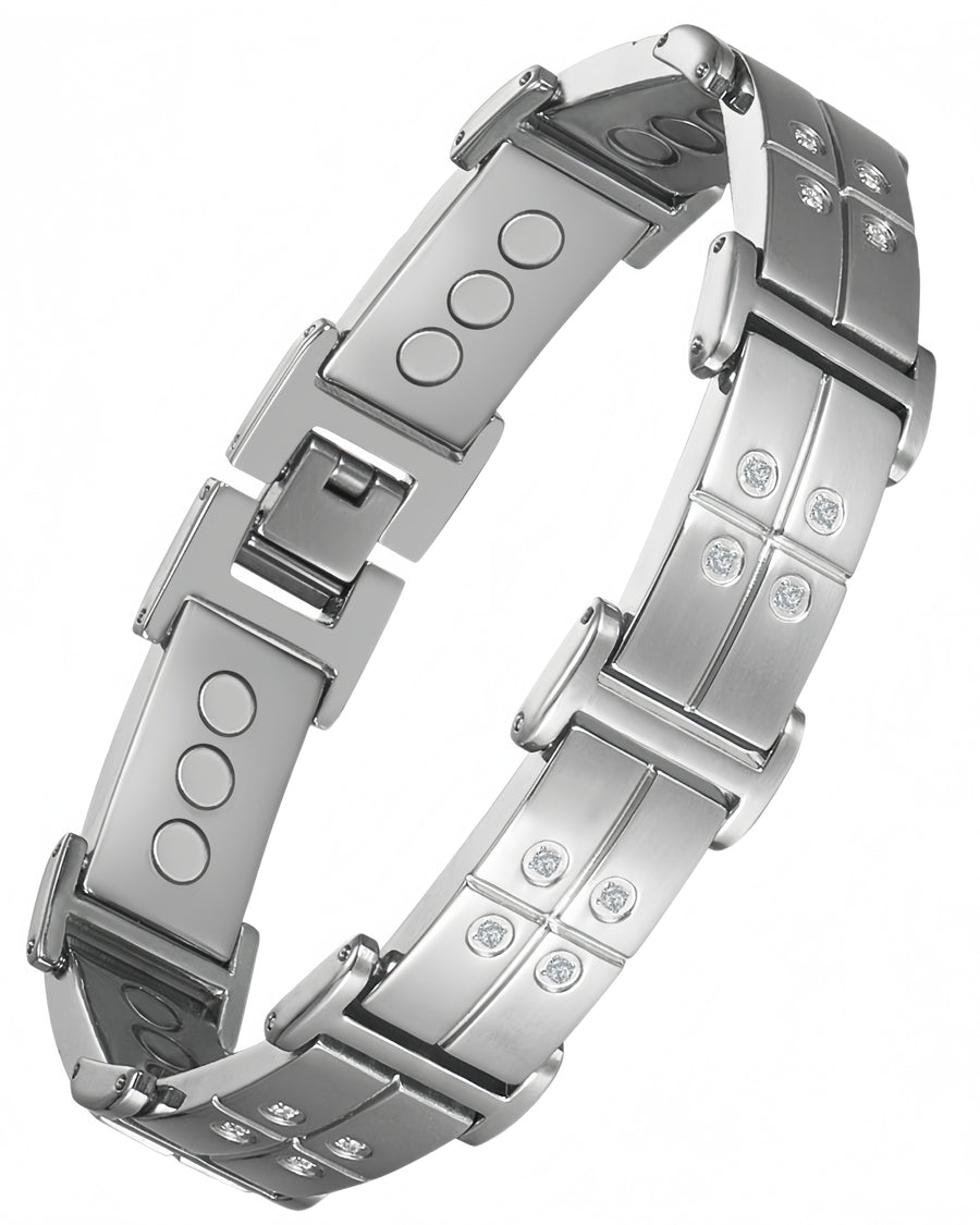 Ultra Strength Silver Titanium Magnetic Bracelet (Triple Row)1