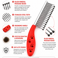 Black Mineral Massage Comb for Dogs & Cats