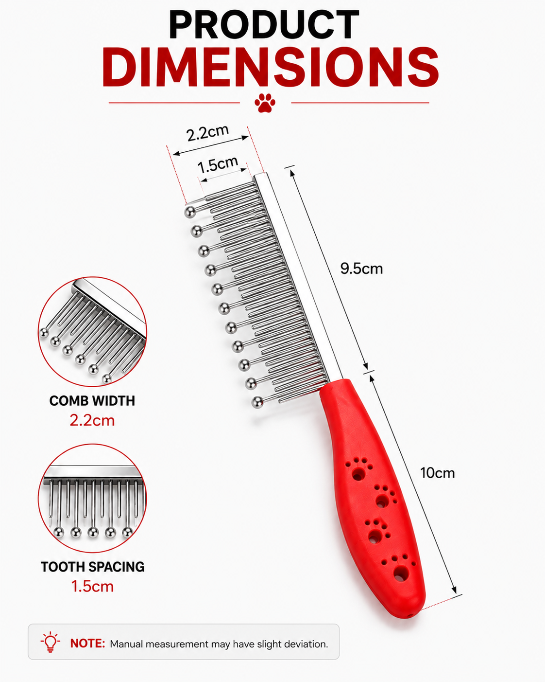 Black Mineral Massage Comb for Dogs & Cats