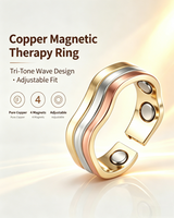 WOLLET Tri-Color Magnetic Cuff Bracelet – Luxury Gold Silver & Rose Gold Wave Design Jewelry