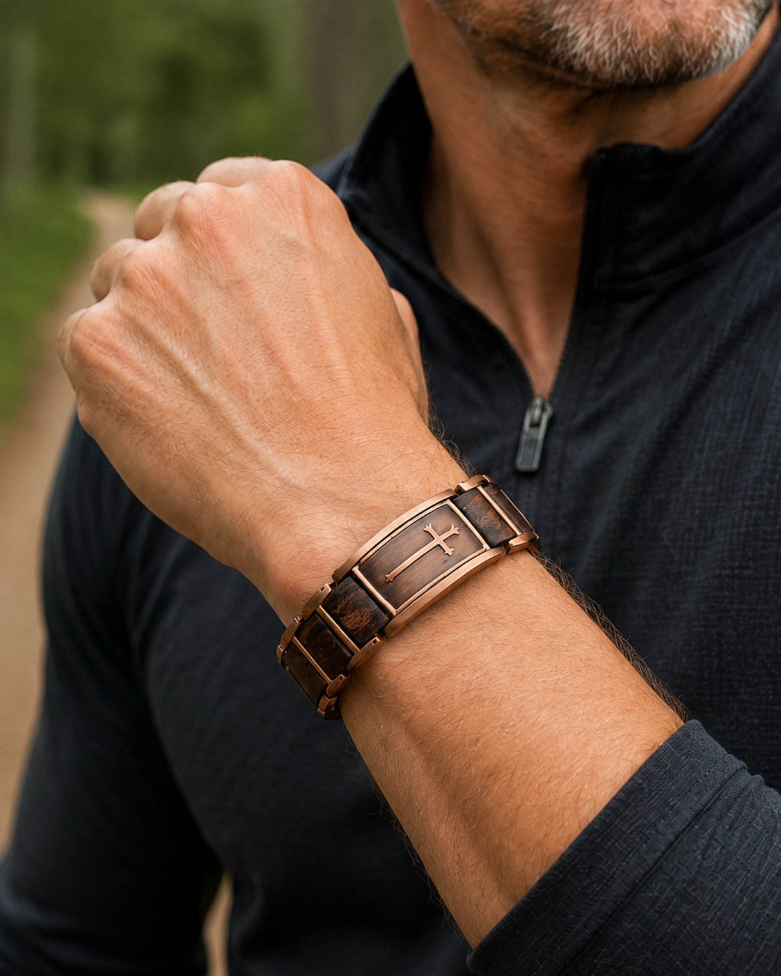 Wollet Rose Gold Magnetic Cross Bracelet