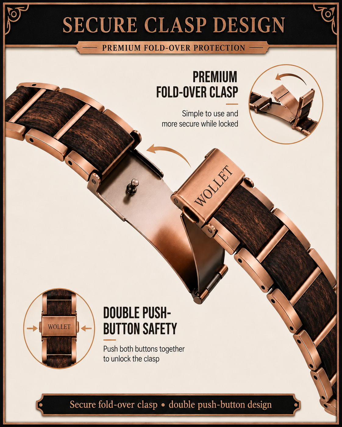 Wollet Rose Gold Magnetic Cross Bracelet