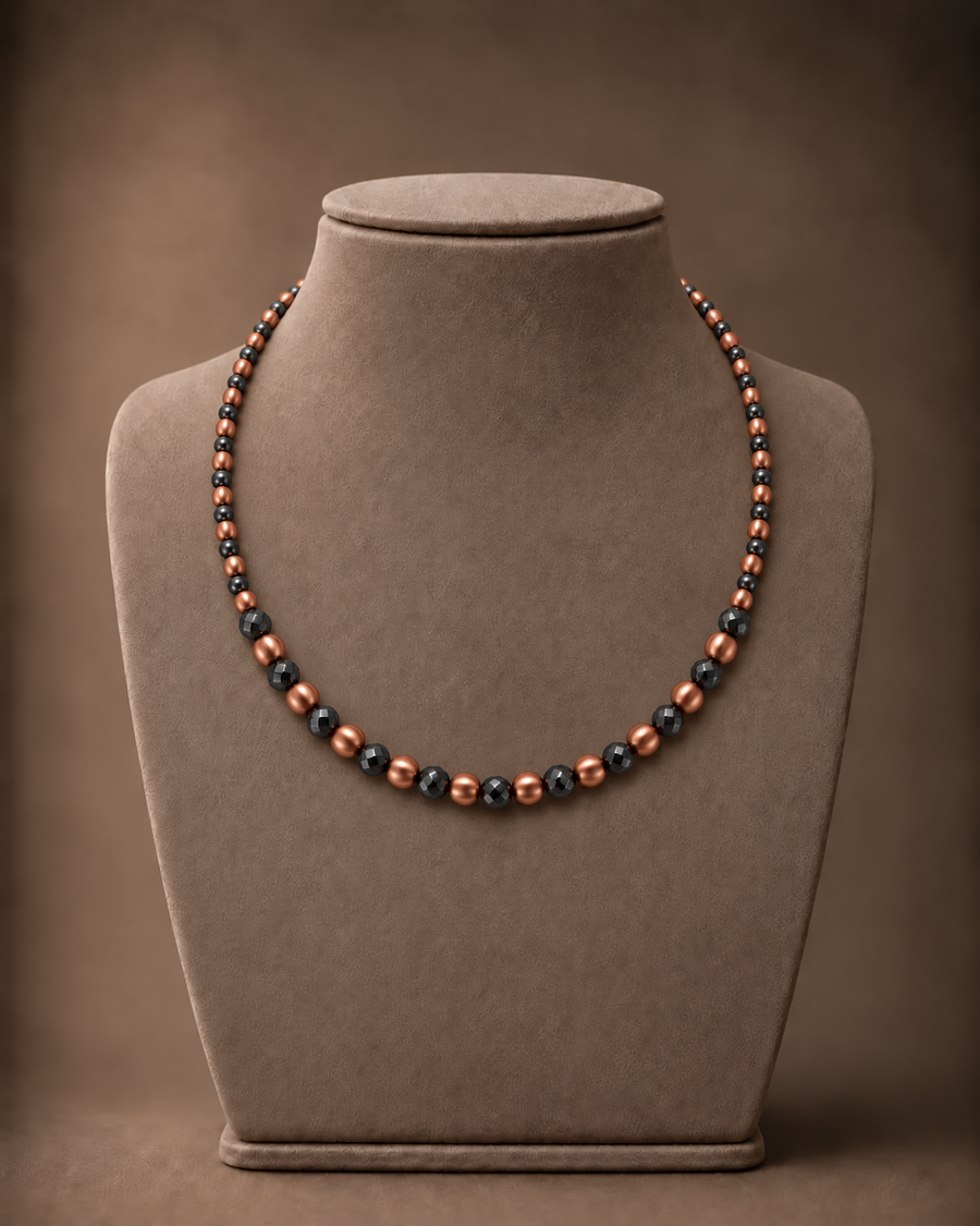 WOLLET Hematite & Copper Beaded Necklace