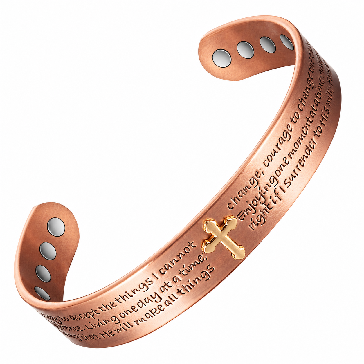 WOLLET 99.95% Pure Copper Magnetic Bracelet for Men – Inspirational Engraved Copper Cuff Bracelet with Adjustable Fit