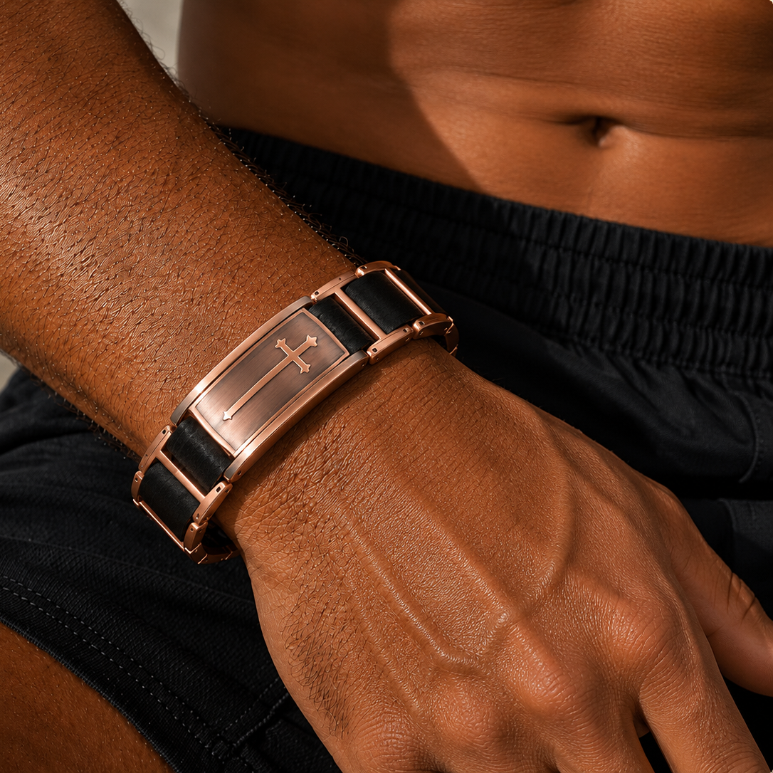 Wollet Rose Gold Magnetic Cross Bracelet