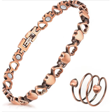 Wollet Heart Copper Magnetic Bracelets Rings for Women, 99.9% Pure Copper Jewelry Gifts for Mom Wife