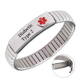 Wollet Expandable Medical Alert ID Bracelets for Women, Diabetic Type 2, 7inches
