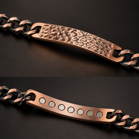 Wollet Vintage Hammered Copper Magnetic Bracelet for Men Adjustable Chain Therapy Wristband you