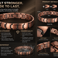 Wollet Men’s 99.95% Pure Copper Magnetic Bracelet