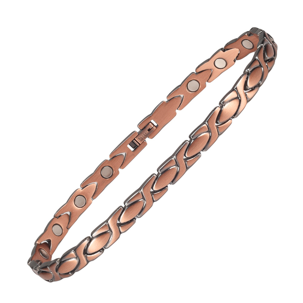 WOLLET Premium Copper Magnetic Anklet – Elegant Rose Copper Link Chain Ankle Bracelet