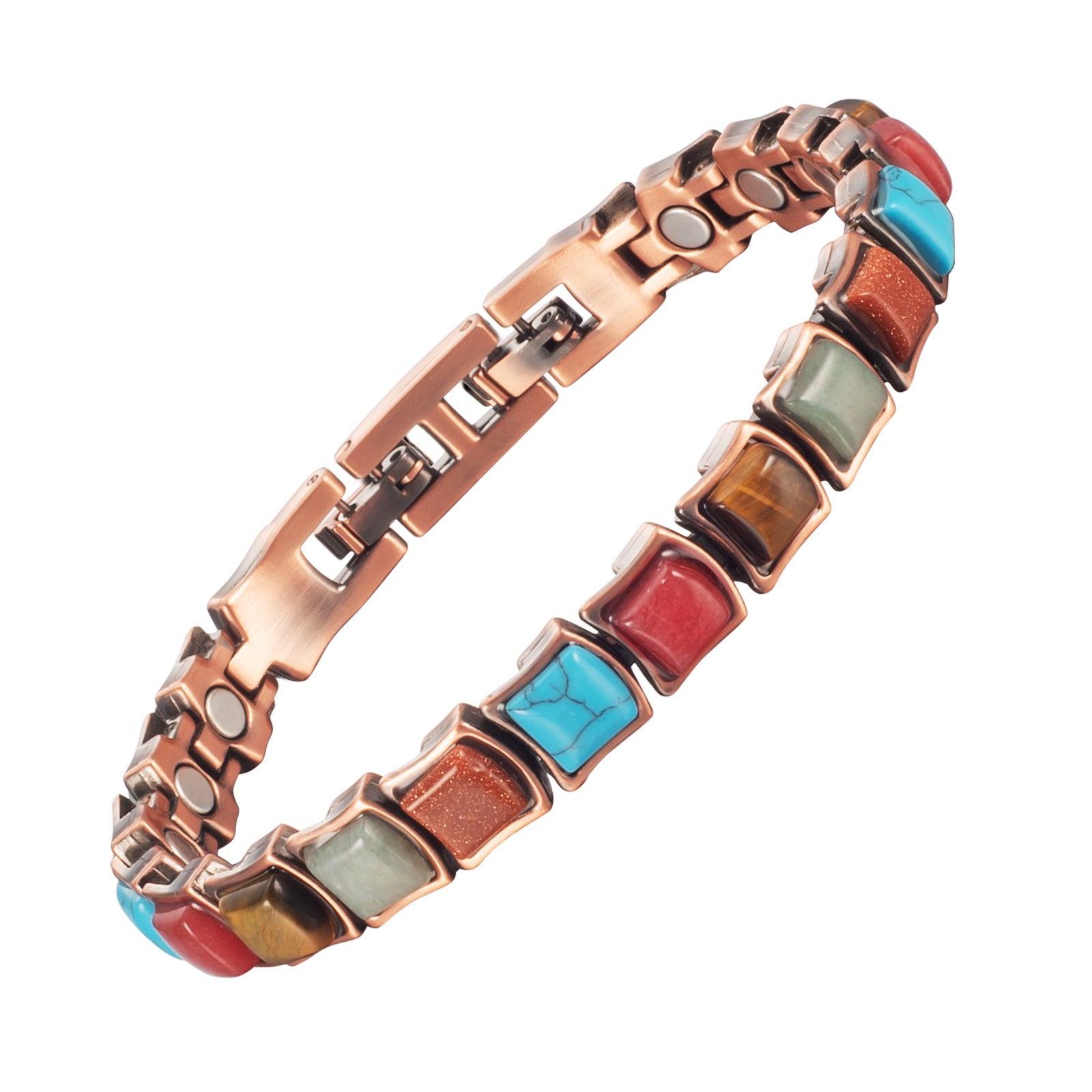 Wollet Pure Copper Magnetic Bracelets, Colorful Turquoise