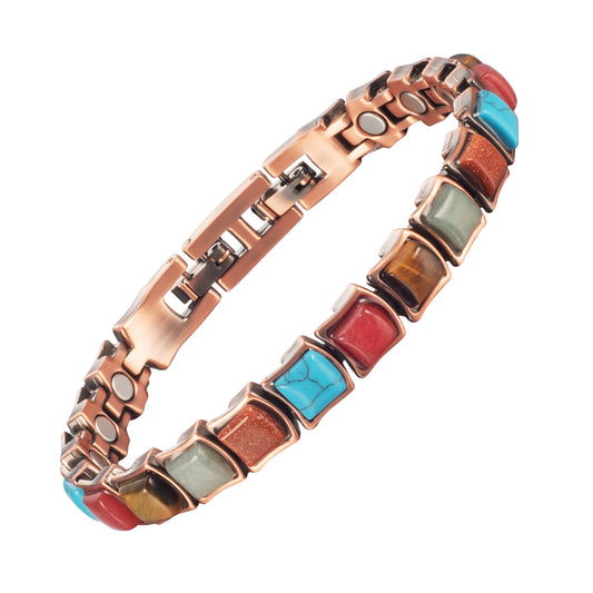 Wollet Pure Copper Magnetic Bracelets, Colorful Turquoise