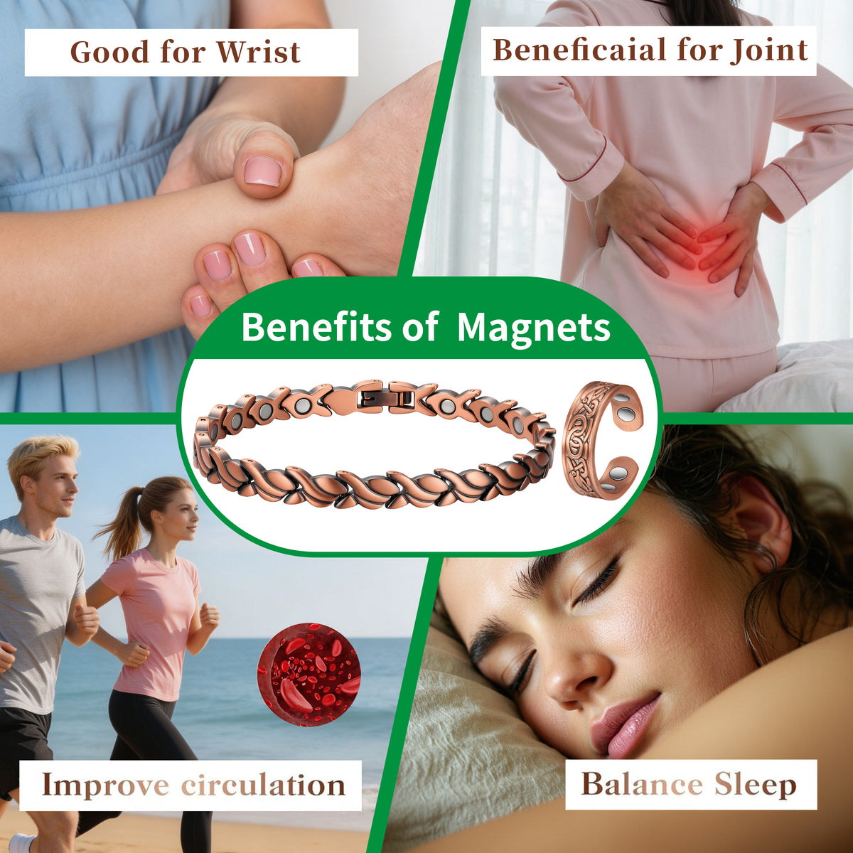 Rose Gold Magnetic Bracelet for Women – Elegant Braided Link Design