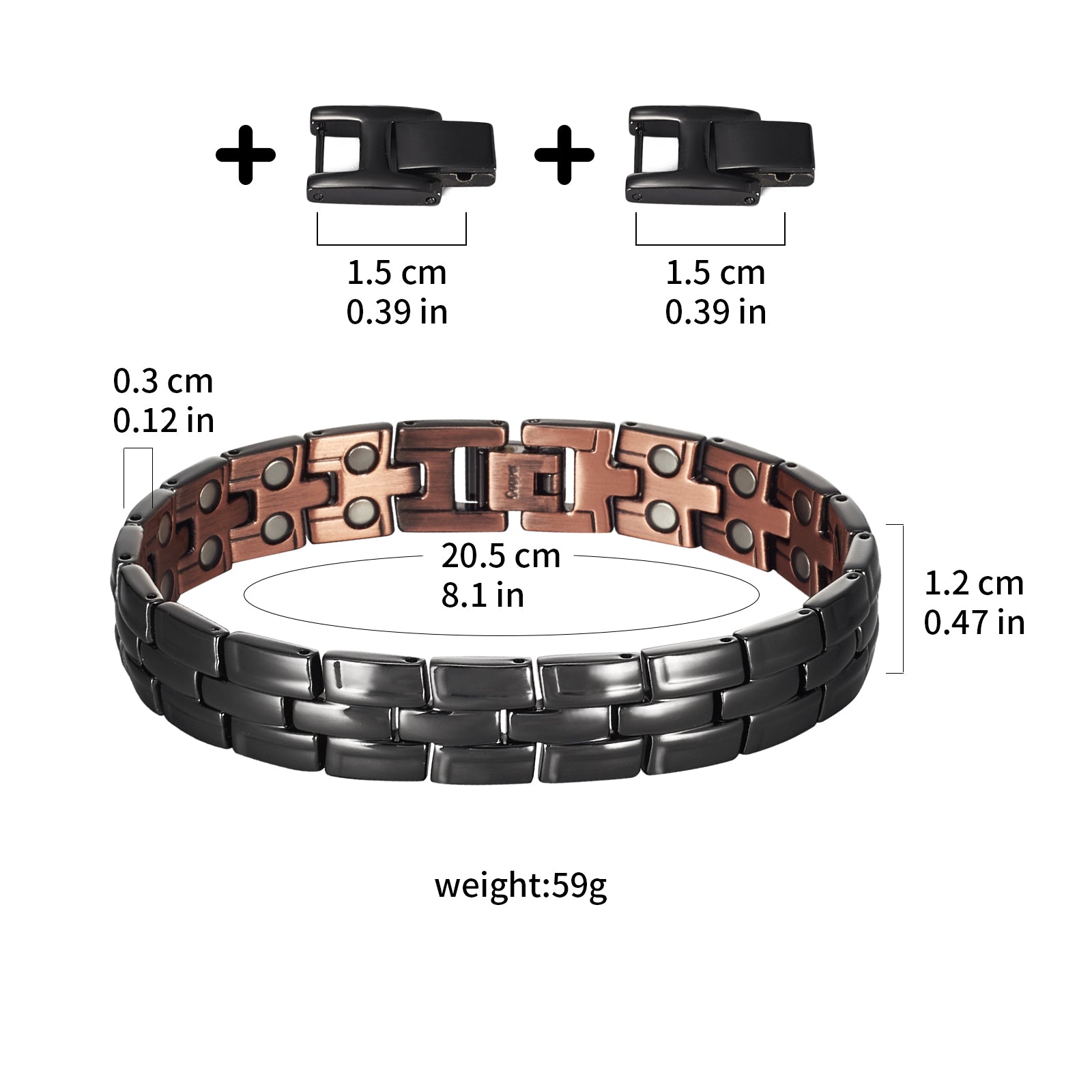 Wollet Magnetic Therapy Copper Bracelet with 3500 Gauss Magnets