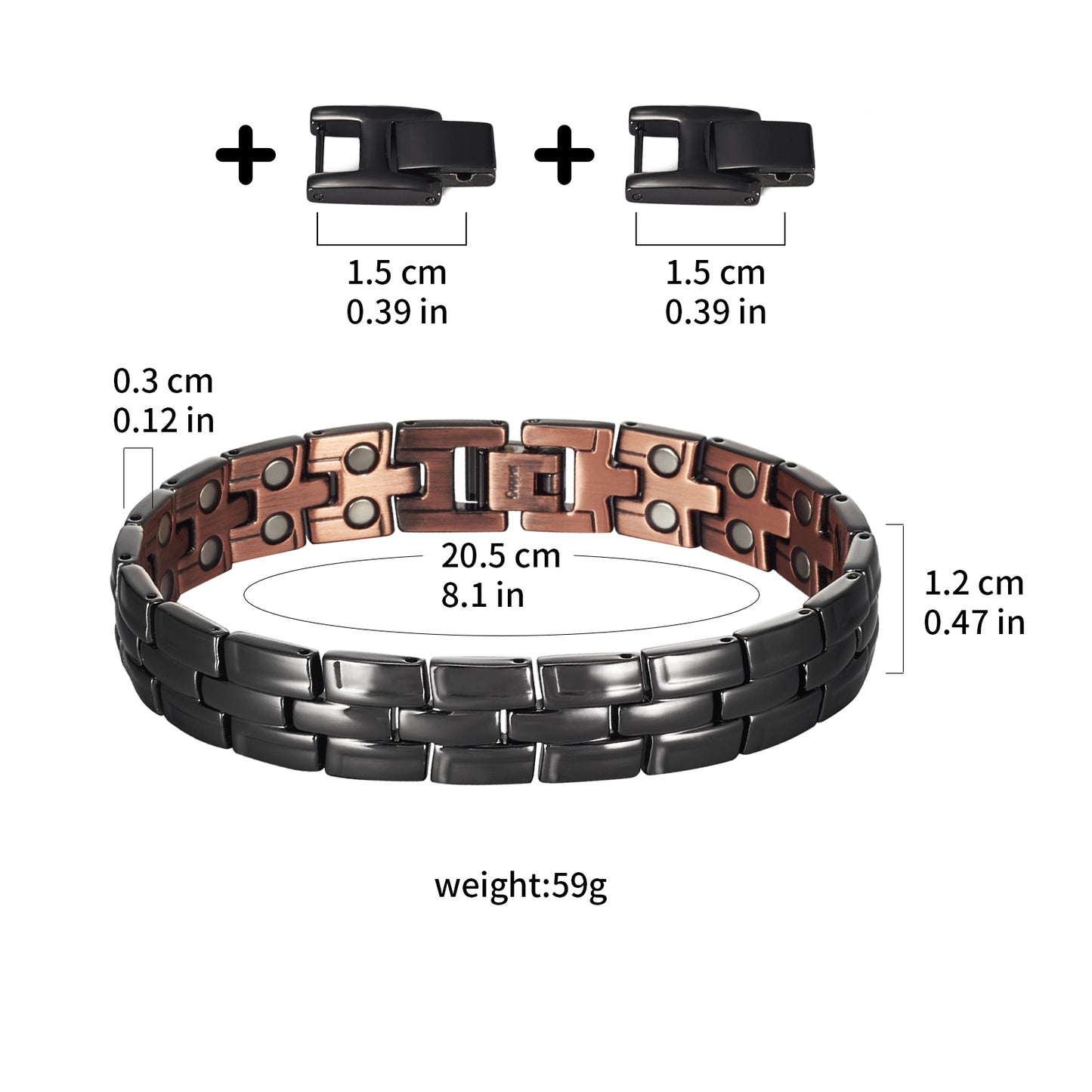 Wollet Magnetic Therapy Copper Bracelet with 3500 Gauss Magnets