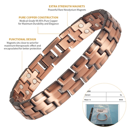Wollet Magnetic Therapy Copper Bracelet with 3500 Gauss Magnets