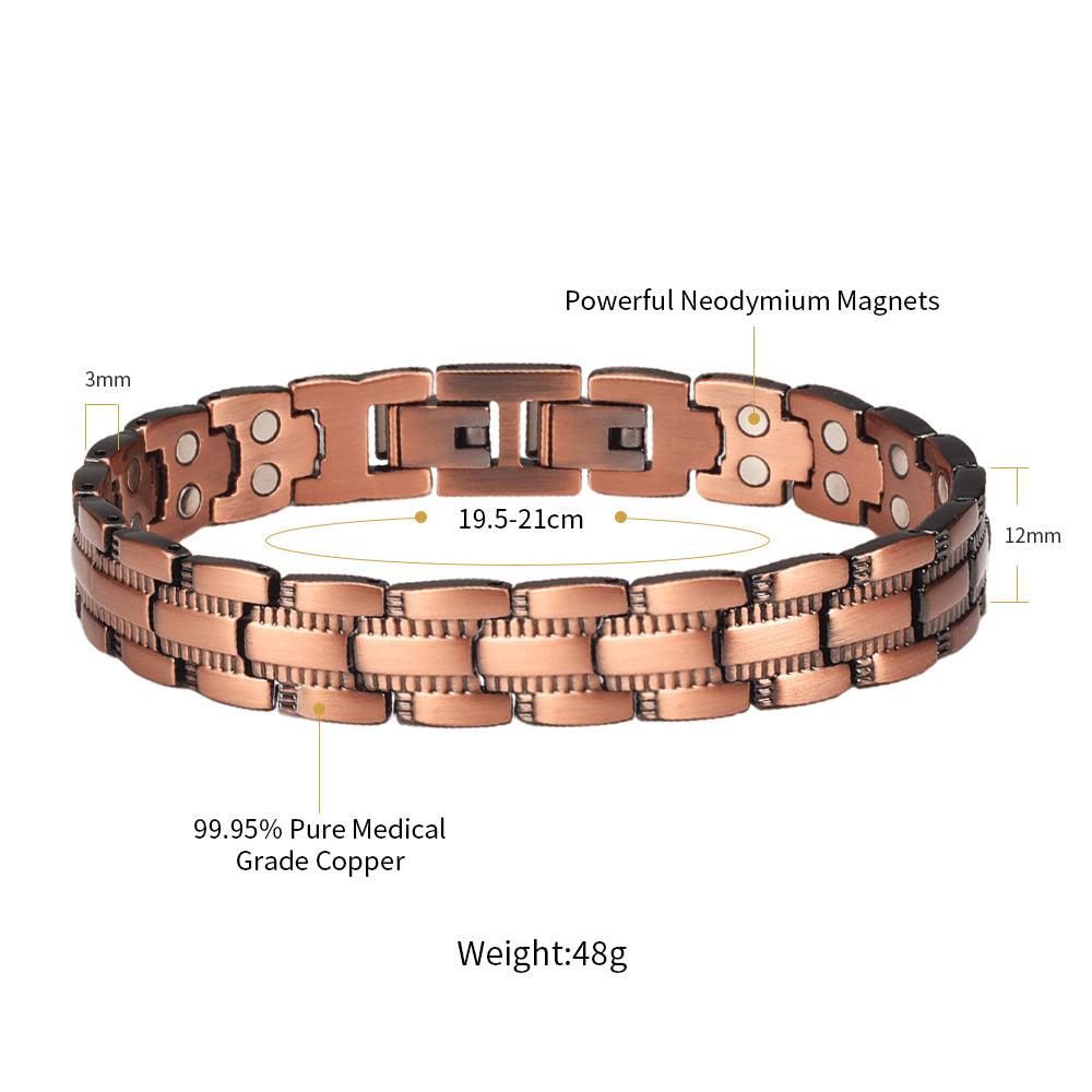 Wollet Magnetic Therapy Copper Bracelet with 3500 Gauss Magnets