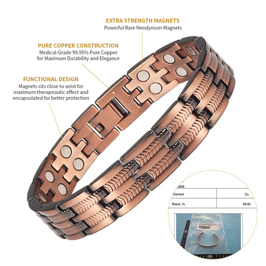 Wollet Magnetic Therapy Copper Bracelet with 3500 Gauss Magnets