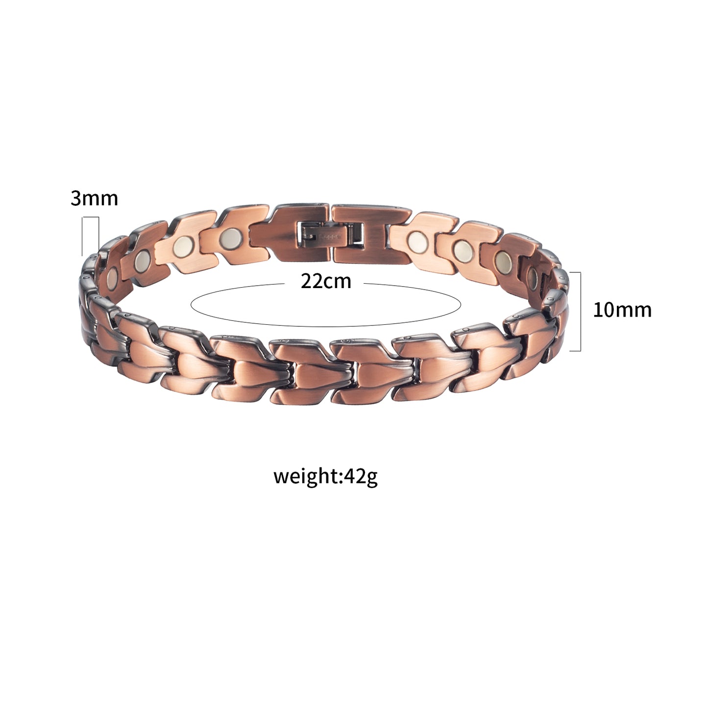 Wollet Magnetic Therapy Copper Bracelet with 3500 Gauss Magnets