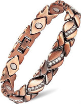 Rose Gold Magnetic Bracelet for Women – Crystal Leaf Link Design