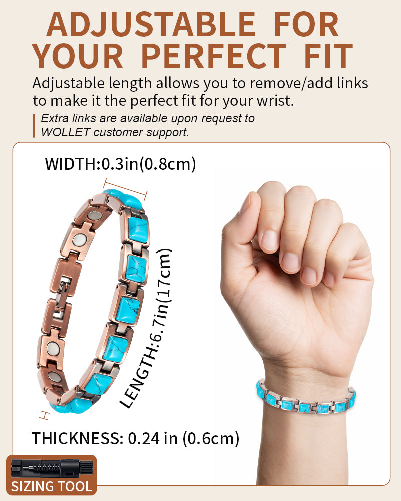 Women’s Ultra Strength Magnetic Bracelet (Square Stone)
