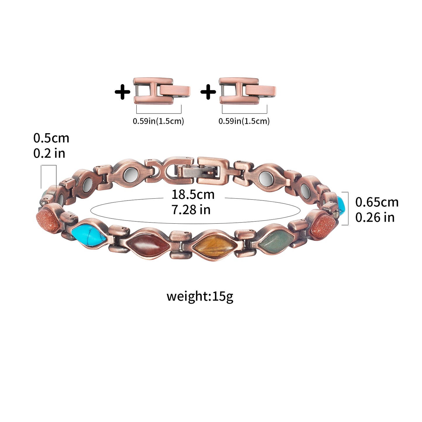Wollet Magnetic Pure Copper Bracelets for Women, Turquoise Bracelets