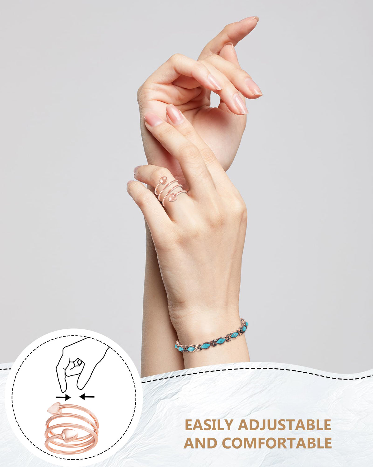 Wollet Magnetic Pure Copper Bracelets for Women, Turquoise Bracelets