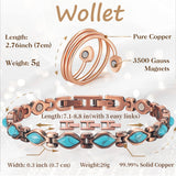 Wollet Magnetic Pure Copper Bracelets for Women, Turquoise Bracelets