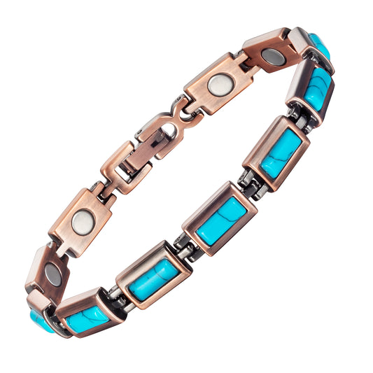 Wollet Copper Magnetic Bracelets for Women, Blue Turquoise Bracelets