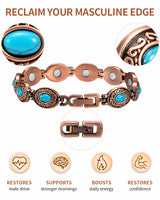 Wollet Magnetic  Pure Copper Bracelet for Women, Blue Turquoise Stone（副本）