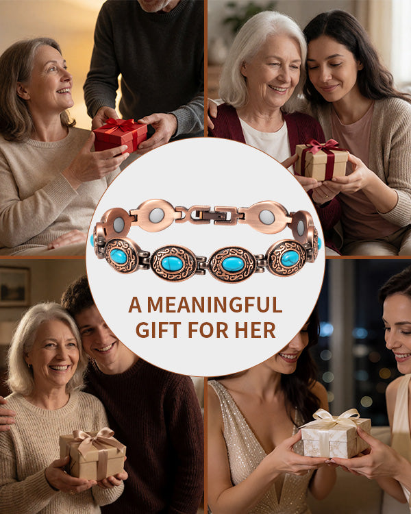 Wollet Magnetic  Pure Copper Bracelet for Women, Blue Turquoise Stone（副本）