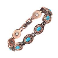 Wollet Magnetic  Pure Copper Bracelet for Women, Blue Turquoise Stone