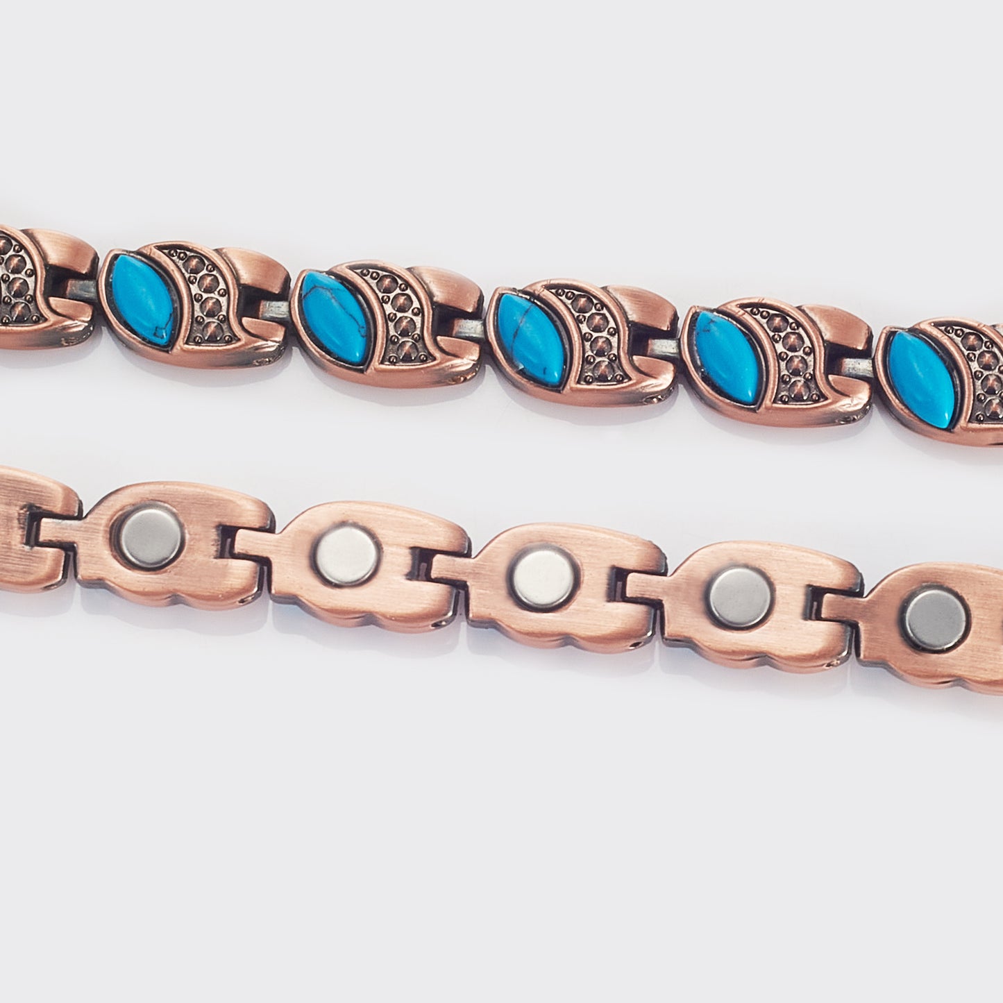 Wollet Magnetic  Pure Copper Bracelet for Women, Blue Turquoise Stone