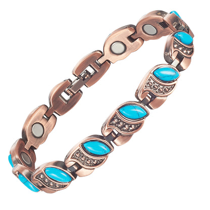 Wollet Magnetic  Pure Copper Bracelet for Women, Blue Turquoise Stone