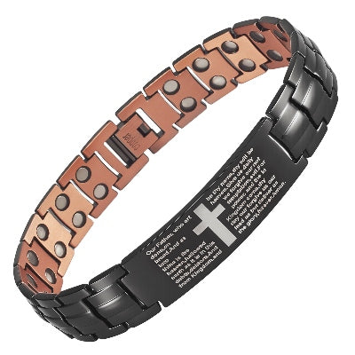 Wollet Men’s Copper Cross Magnetic Bracelet