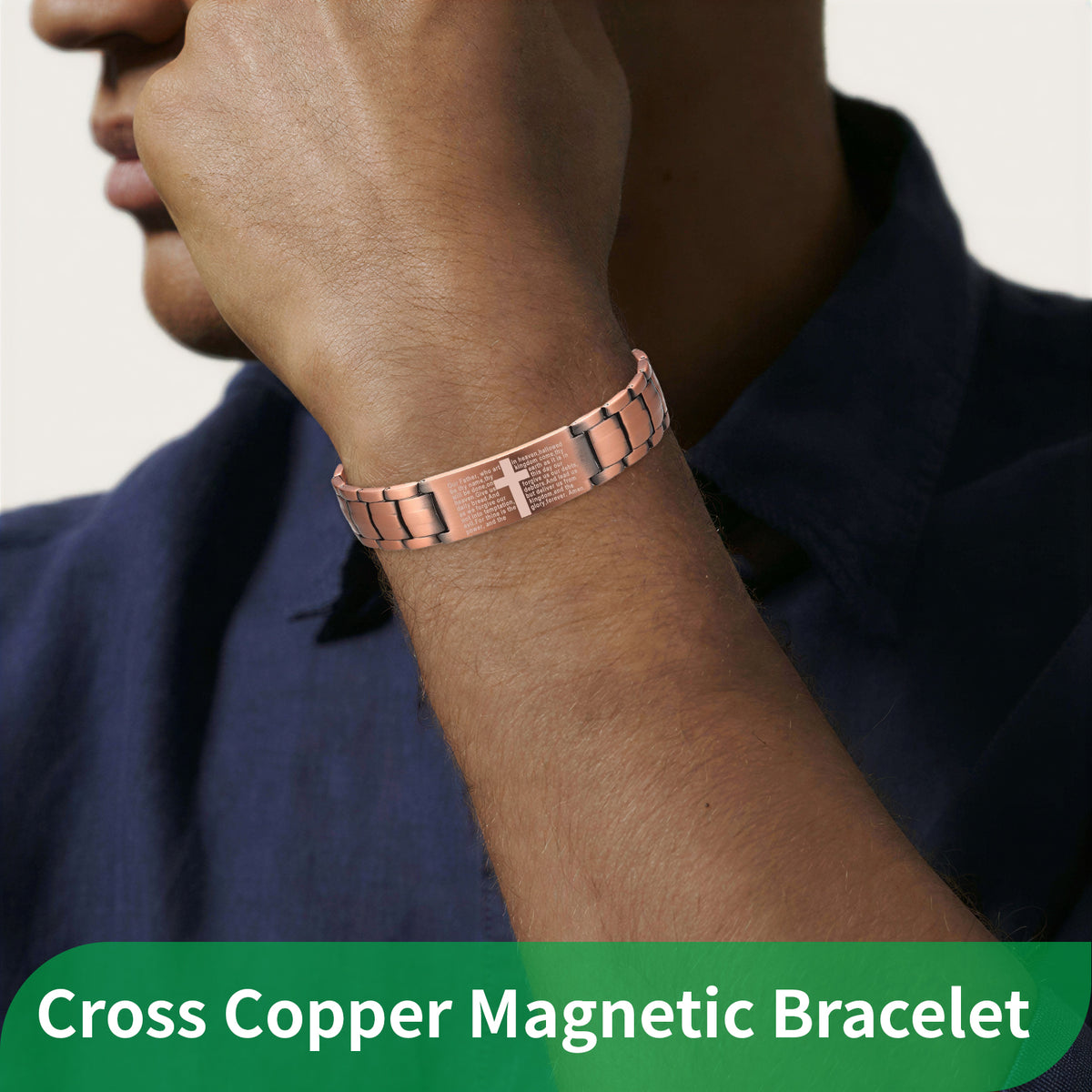 Wollet Cross Copper Bracelet for Men