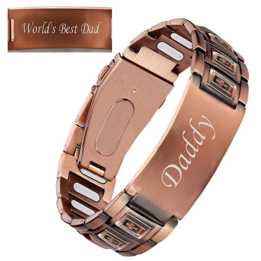 Men’s Vintage Pure Copper Bracelet – Adjustable Classic Link Jewelry（副本）