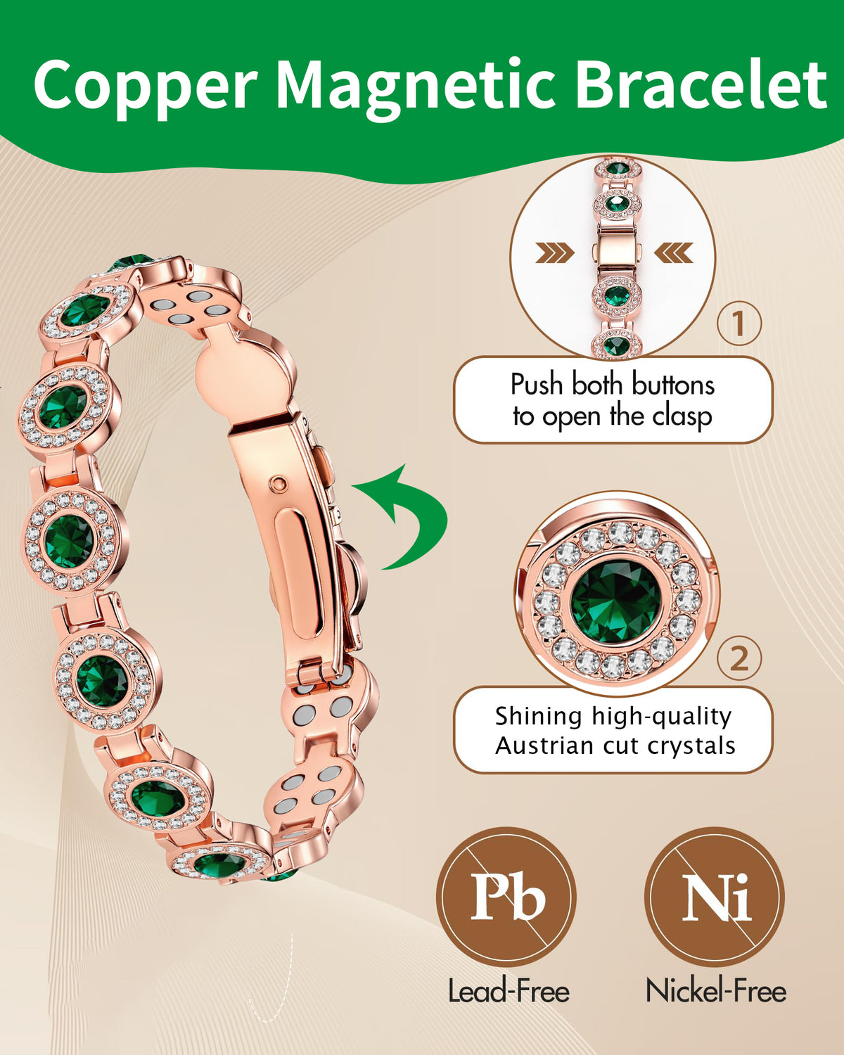 Wollet Copper Magnetic Bracelets for Women